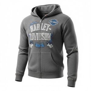 Harley Davidson Mt Rainier Seattle WA Full Zip Hoodie Skull Gray Men’s M